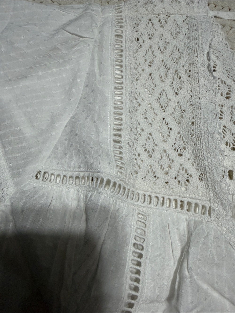 torrid White Swiss Dot Lace Peasant Blouse - Picture 2 of 8